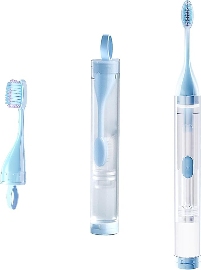 Portable 3-in-1 Travel Toothbrush with Orthodontic Bristles, Built-in Toothpaste Tube, Foldable D... | Amazon (US)