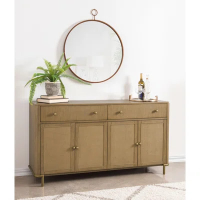Cirilla 2-Drawer Cane Door Dining Sideboard Server Sand Wash | Wayfair North America