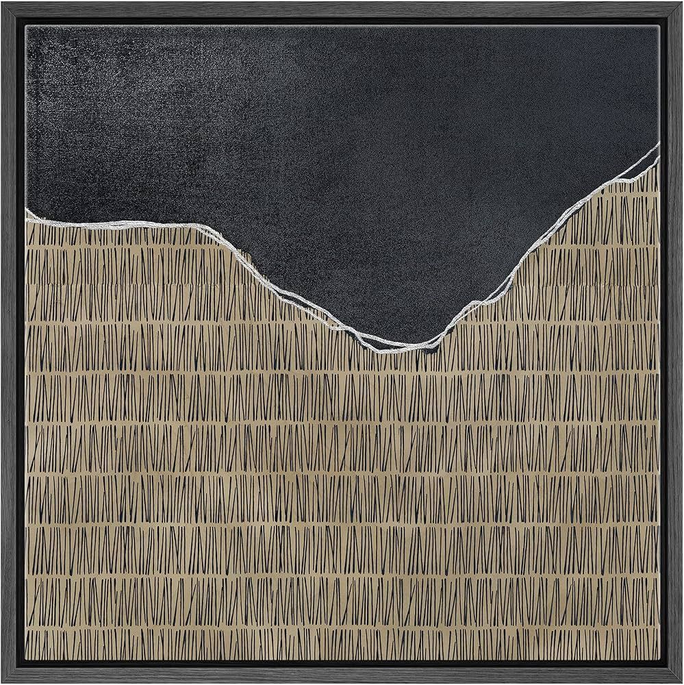 SIGNWIN Framed Canvas Print Wall Art Geometric Dark Black Line Pattern Landscape Abstract Shapes ... | Amazon (US)