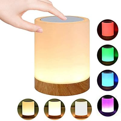 Nursery Night Light, Warm RGB Color Changing Bedside Night Lamp, LED Touch Control Rechargeable Tabl | Amazon (US)