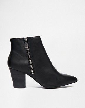 New Look Beastie Black Pointed Block Heel Ankle Boots | ASOS UK
