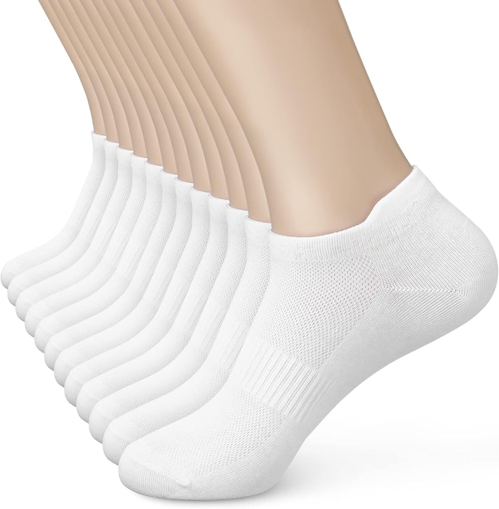 Women's Ankle Cotton Socks - Low Cut Athletic Running Soft Thin No Show White Socks With Tab 6 Pa... | Amazon (US)
