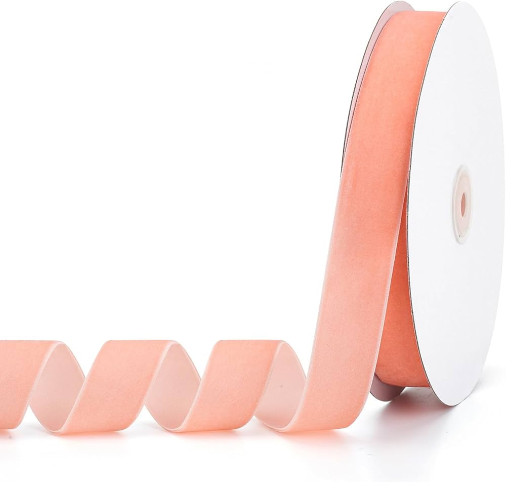 Peach Velvet Ribbon 1" x 20Yd,Great for Gift Wrapping,Hair Bows Making, Wreaths,Wedding and Chris... | Amazon (US)