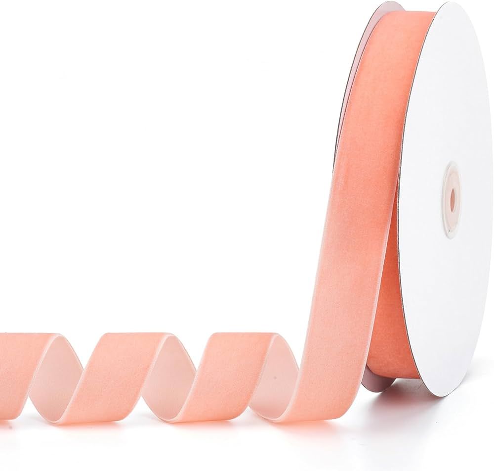 Peach Velvet Ribbon 1" x 20Yd,Great for Gift Wrapping,Hair Bows Making, Wreaths,Wedding and Chris... | Amazon (US)