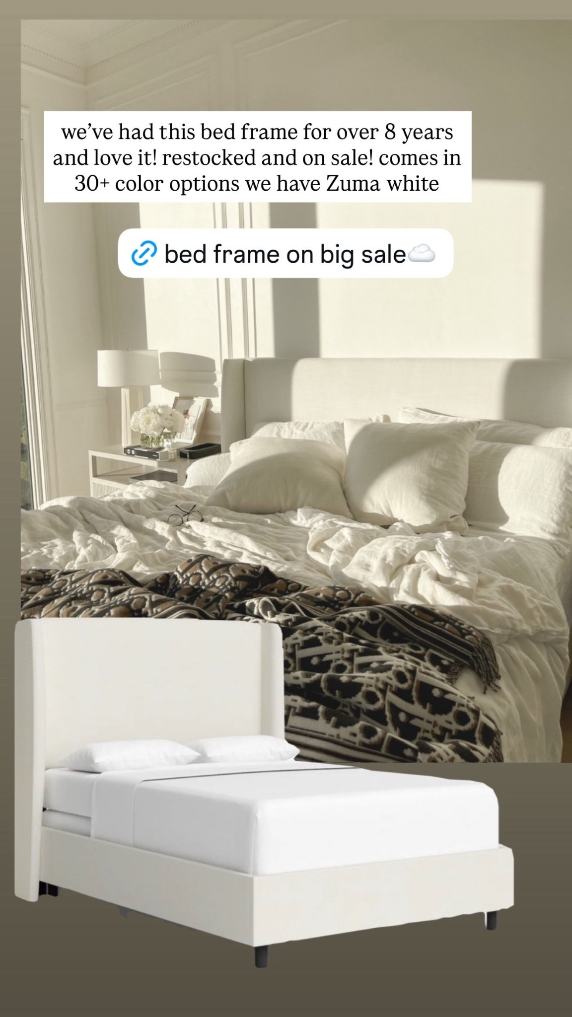 we’ve had this bed frame for over 8 years and love it! restocked and on sale! comes in 30+ color options we have Zuma white

@Wayfair  
Wayfair sale, neutral bedroom, white bed, neutral bed 

#LTKHome #LTKSaleAlert #LTKspring