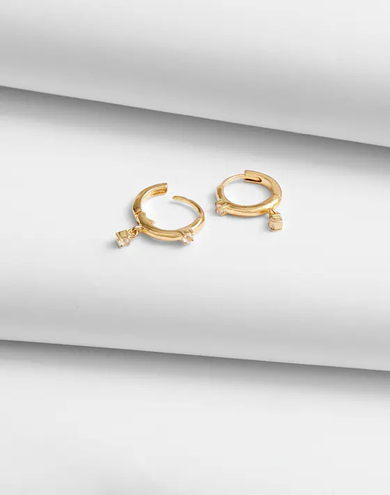 Demi-Fine Sapphire Charm Huggie Hoop Earrings | Madewell | Madewell