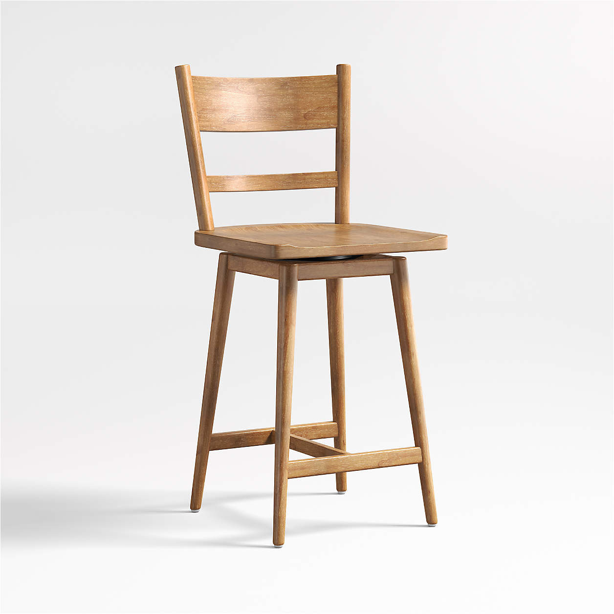 Arno Light Brown Wood Swivel Counter Stool + Reviews | Crate & Barrel | Crate & Barrel