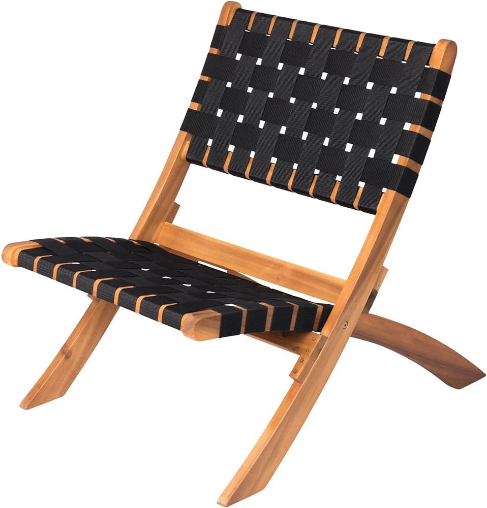 Patio Sense 62774 Sava Indoor Outdoor Folding Chair All Weather Wicker Low Slung Portable Seating... | Amazon (US)