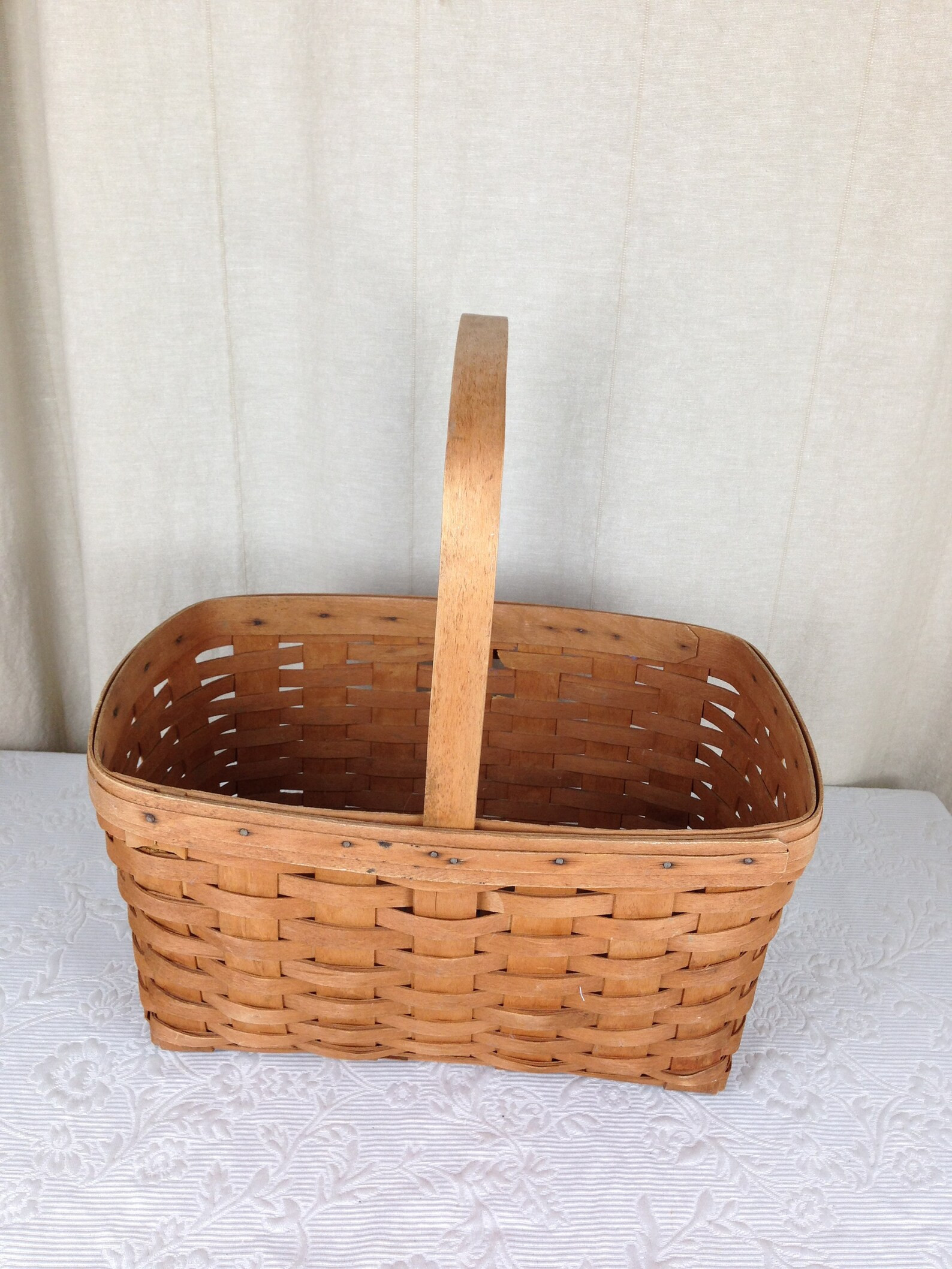 Vintage 1990 Fixed Handle Longaberger Basket 14 3/4  by 11 1/2 by 7 1/2 Inches Deep Rectangular W... | Etsy (US)