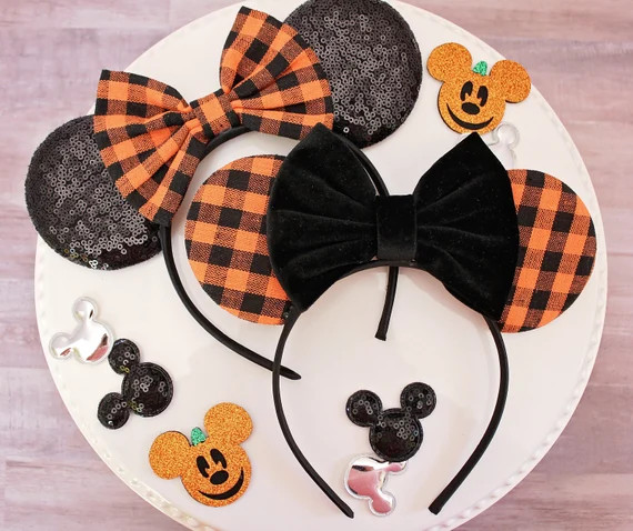 HALLOWEEN PLAID Mouse Ears Headband Buffalo Plaid Mickey - Etsy | Etsy (US)