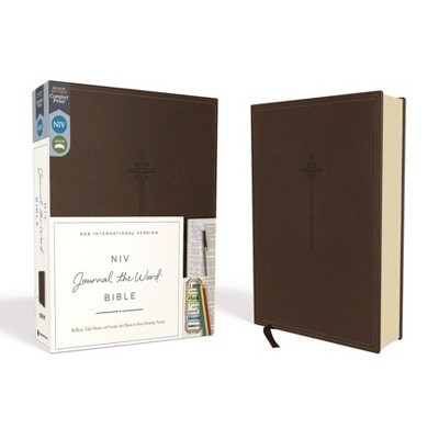 NIV, Journal the Word Bible, Imitation Leather, Brown, Red Letter Edition, Comfort Print - (NIV Journal the Word Bible) by  Zondervan (Leather Bound) | Target