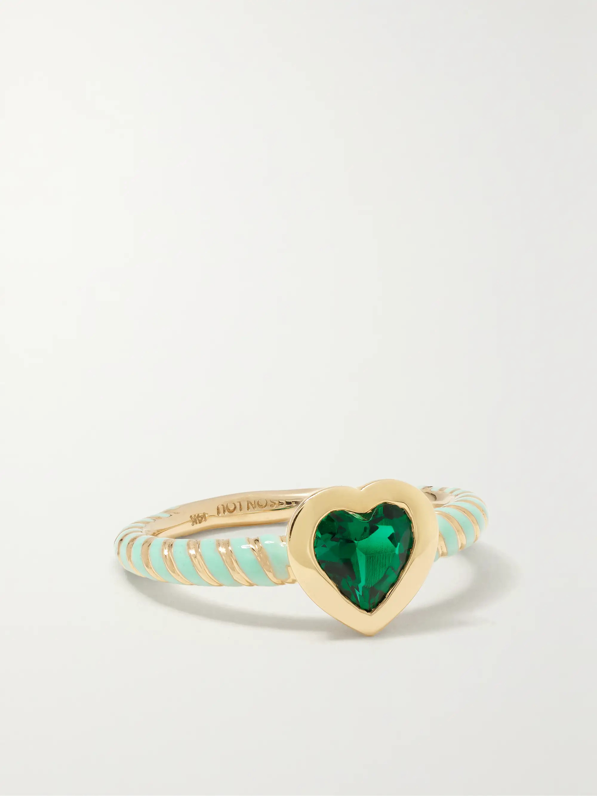 14-karat gold, enamel and emerald ring | NET-A-PORTER (US)