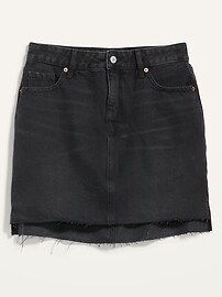High-Waisted Frayed-Hem Black Non-Stretch Mini Jean Skirt for Women | Old Navy (US)