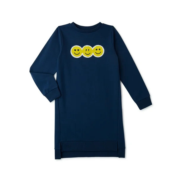Wonder Nation Girls Long Sleeve Sweatshirt Dress, Sizes 4-18 & Plus - Walmart.com | Walmart (US)
