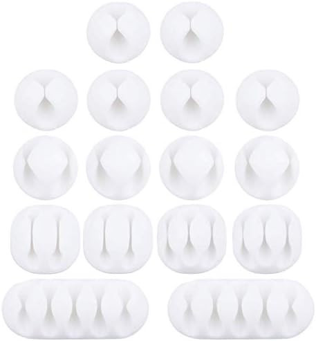 OHill Cable Clips, 16 Pack White Adhesive Cord Holders, Ideal Cable Cords Management for Organizing  | Amazon (US)