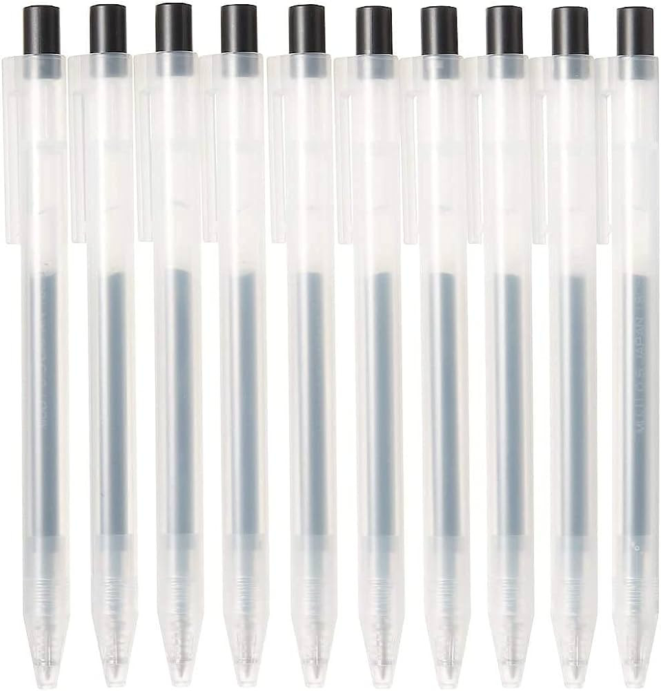 Muji Smooth Gel Ink Ballpoint Pen Knock Type 10-Pieces Set, 0.5 mm Nib Size, Black | Amazon (US)