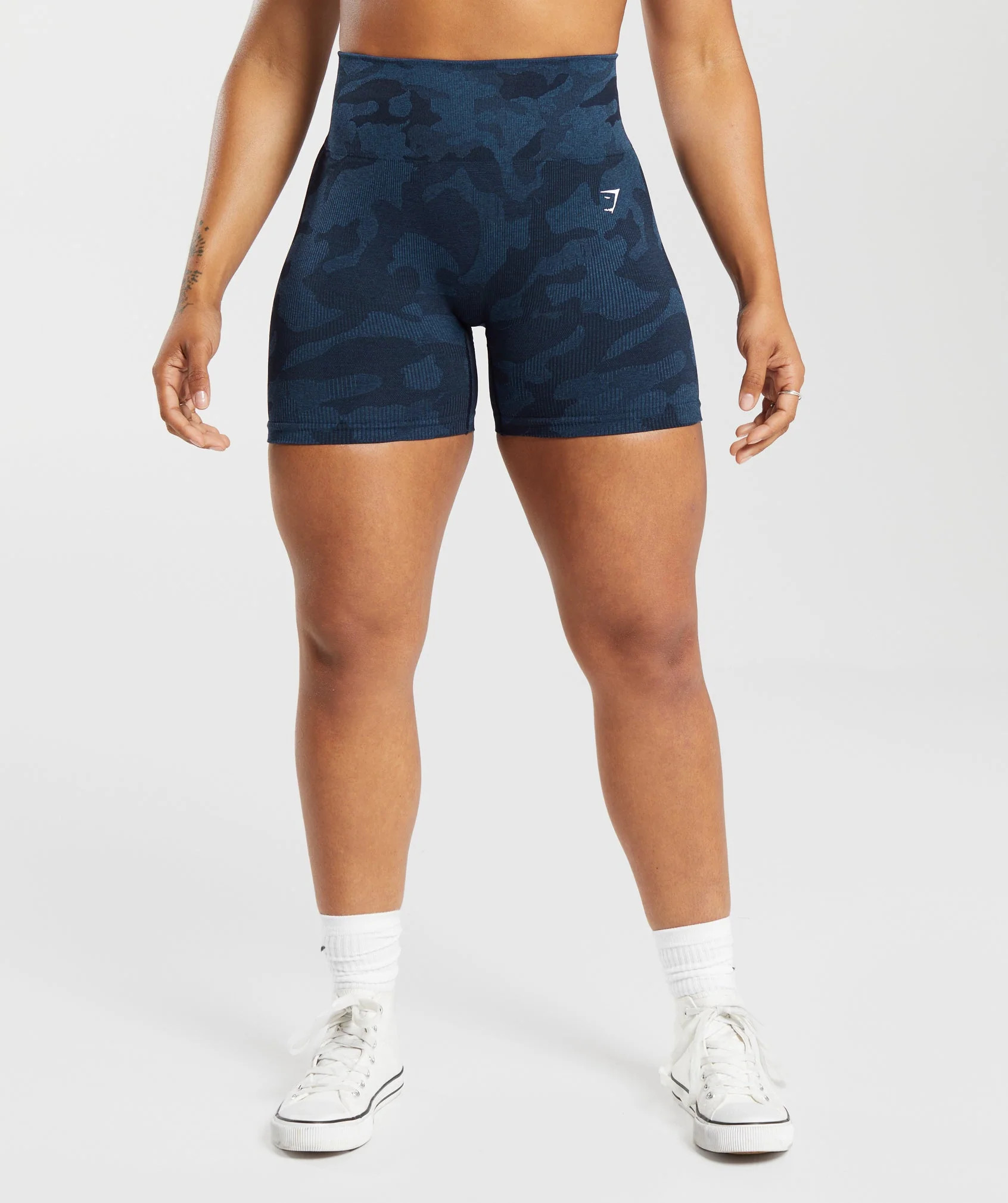 Adapt Camo Seamless Ribbed Shorts Midnight Blue/Ash Blue | Gymshark US