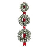 National Tree Company Artificial Christmas Three Wreath Ribbon Door Decoration, Green, White Ligh... | Amazon (US)
