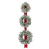 National Tree Company Artificial Christmas Three Wreath Ribbon Door Decoration, Green, White Ligh... | Amazon (US)