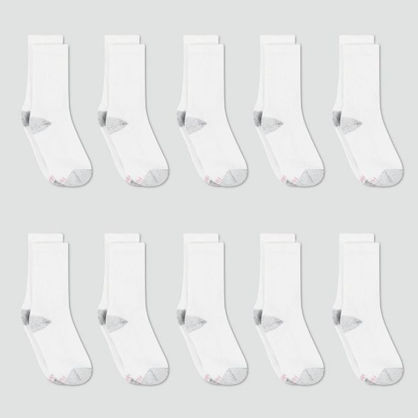 Hanes Women's Cushioned 10pk Crew Socks 5-9 | Target