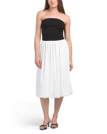 Strapless Mixed Media Ponte Top Midi Dress | TJ Maxx