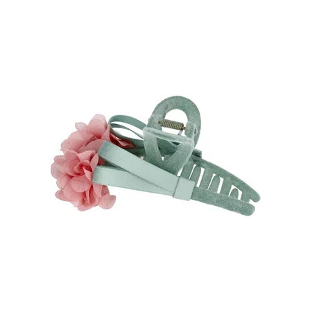 No Boundaries Fabric Flower Claw Clip, Blush/Green | Walmart (US)