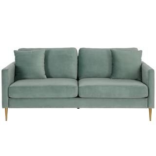 CosmoLiving by Cosmopolitan Highland 33.5 in. W Seafoam Green Velvet Upholstered 3-Seats Lawson S... | The Home Depot