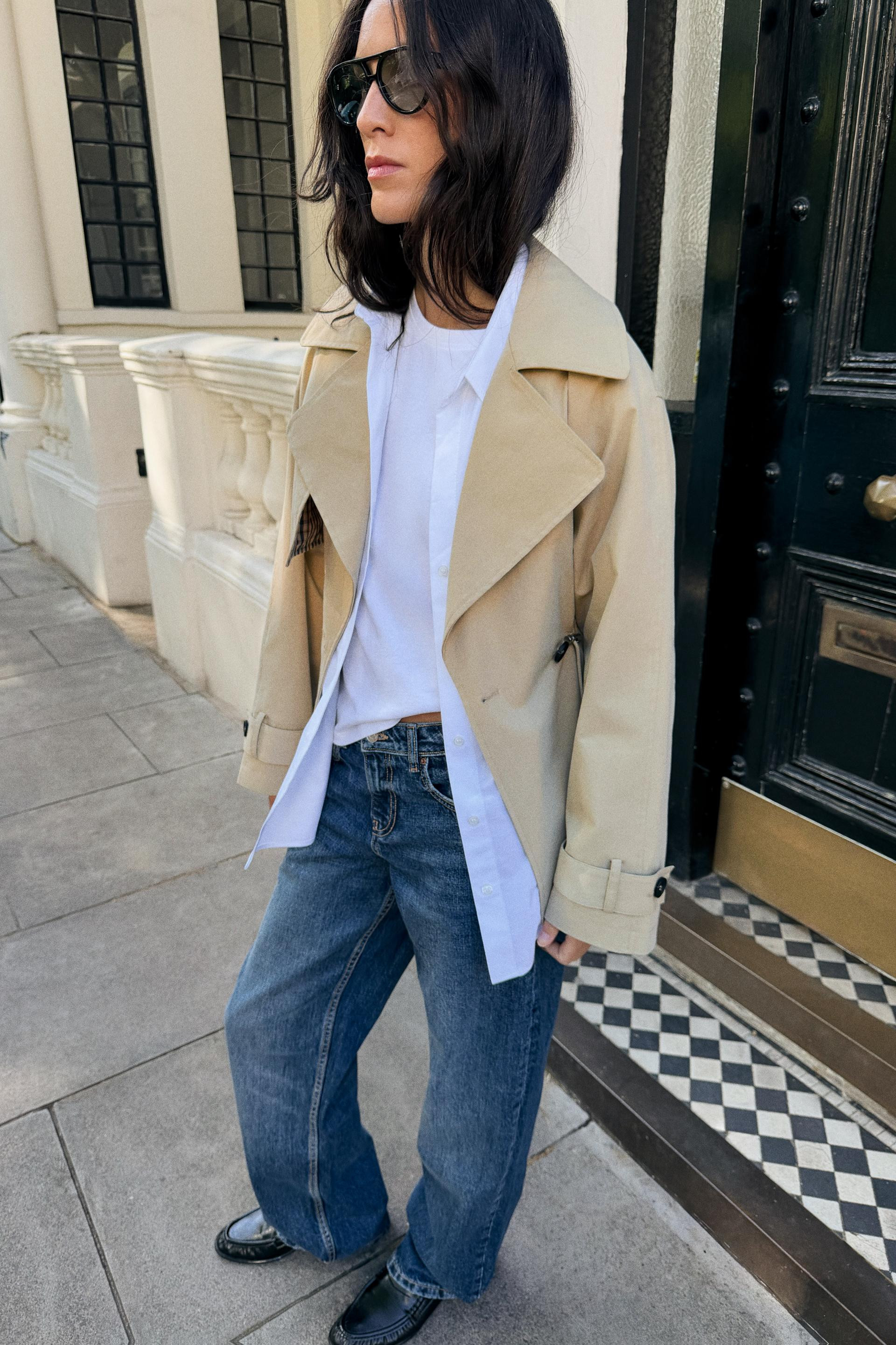 Zara - Double-Breasted Drawstring Trench Jacket - Ecru / Beige - L - Woman | Zara US