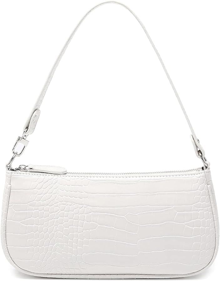 Shoulder Bags for Women Small White Purse Y2K Handbag Crocodile Pattern Clutch 90s Purses | Amazon (CA)