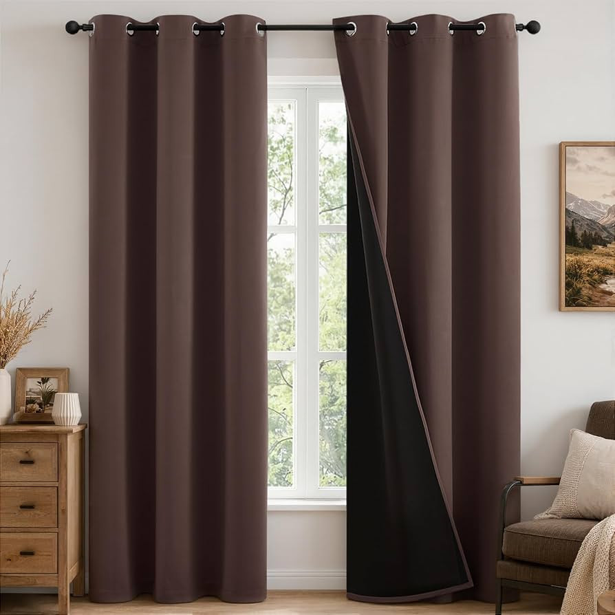 MIULEE Dark Brown 100% Blackout Curtains for Bedroom 40x84 Inch 2 Panels | Amazon (US)