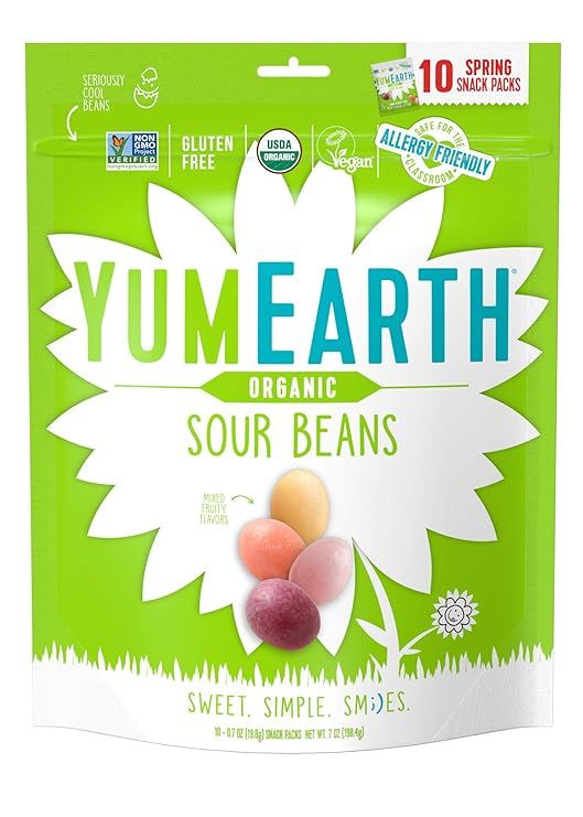 YumEarth Organic Candy Sour Jelly Beans, 10 Snack Packs | Amazon (US)