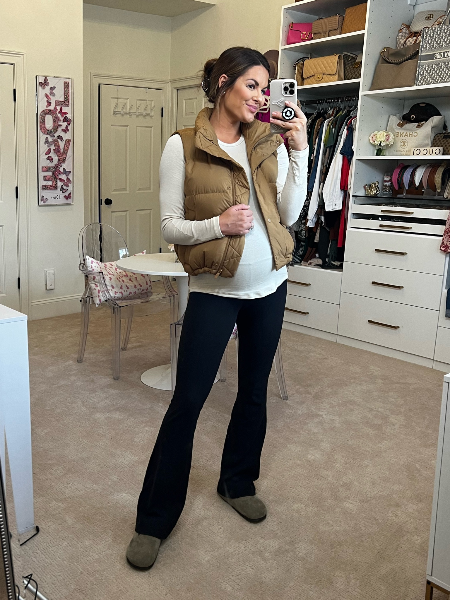 Todays comfy outfit of the day! Wearing an 8 in the top and vest and a 6 in the leggings. Wearing a size 9 in the shoes. Size up if I’m between sizes! 

#LTKbump #LTKshoecrush