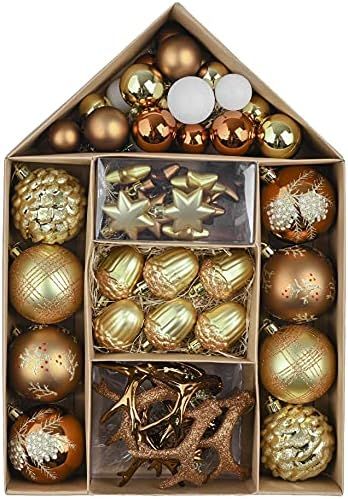 Valery Madelyn 70ct Luxurious Copper and Gold Christmas Ball Ornaments, Shatterproof Christmas Tr... | Amazon (US)