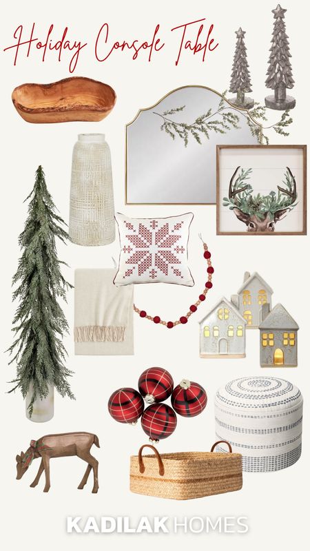 A Christmas console table mood board: this is how we styled our entryway console table for the holidays this year! 

#LTKhome #LTKHoliday #LTKSeasonal