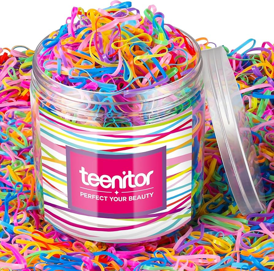 Teenitor Color Elastic Hair Bands, Hair Ties,2000pcs Multi Color Hair Holder Hair Tie Elastic Rub... | Amazon (US)