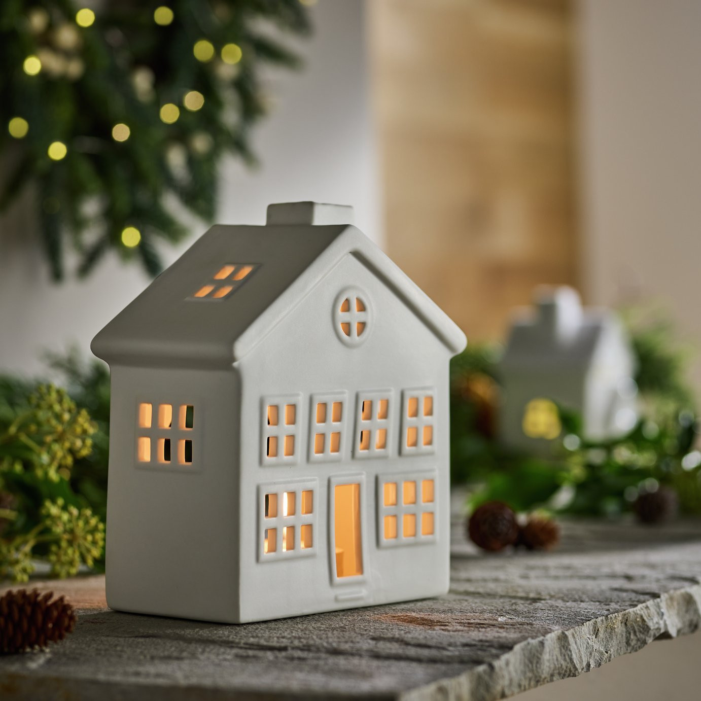 Habitat Ceramic House Tealight Holder - White | argos.co.uk