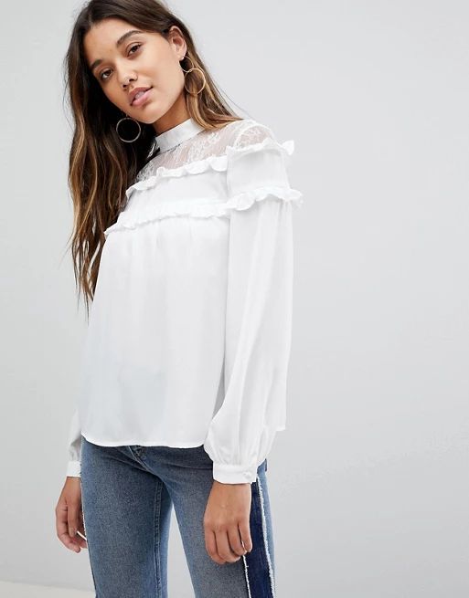 Fashion Union High Neck Blouse With High Neck And Ruffle Detail | ASOS US
