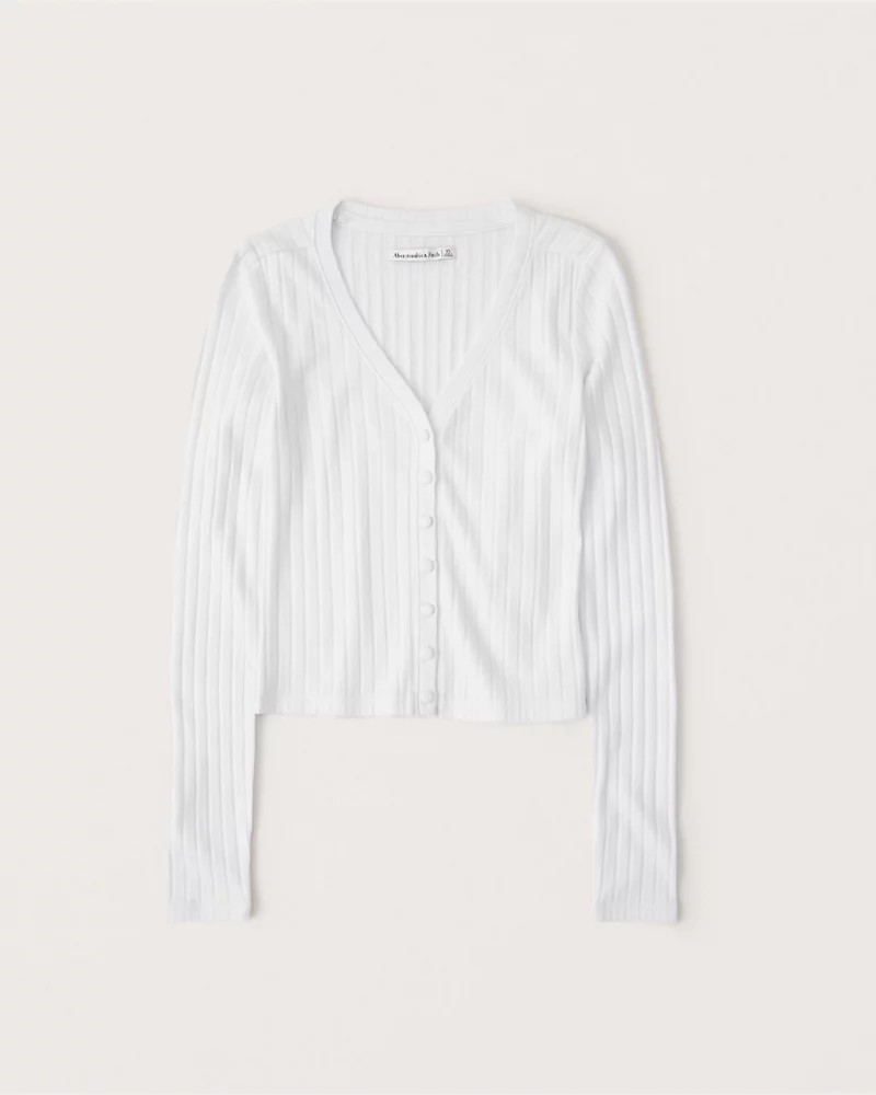 Long-Sleeve Ribbed Cardigan | Abercrombie & Fitch US & UK