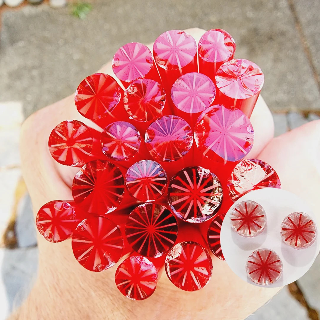 COE96 Holiday: Red Star Burst - 1 oz Murrini Murrine Millefiori Vitrigraph Cane - MINZABELLA MURR... | Etsy (US)