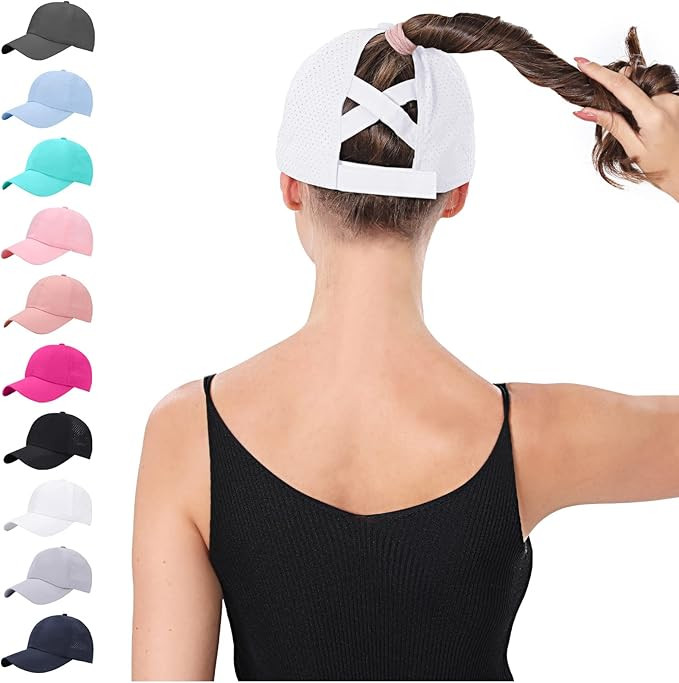New Upgraded Women Criss Cross Hat High Ponytail Baseball Caps Adjustable High Messy Bun Ponycap ... | Amazon (US)