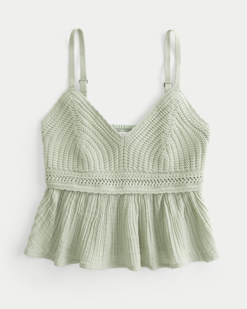 Easy Crochet-Style Babydoll Top | Hollister (US)