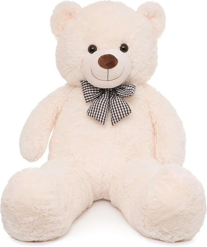 47 inch Big Giant Teddy Bear Stuffed Animals, White Cream Soft Plush Life Size Bear Toy All Ages ... | Amazon (US)