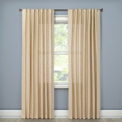 54"x95" Light Filtering Textured Weave Window Curtain Panel Cream - Threshold™ | Target