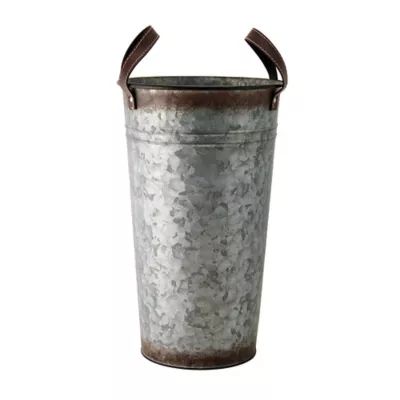 Rustic Galvanized Hammered Metal Vase with Strap Handles | Bed Bath & Beyond | Bed Bath & Beyond