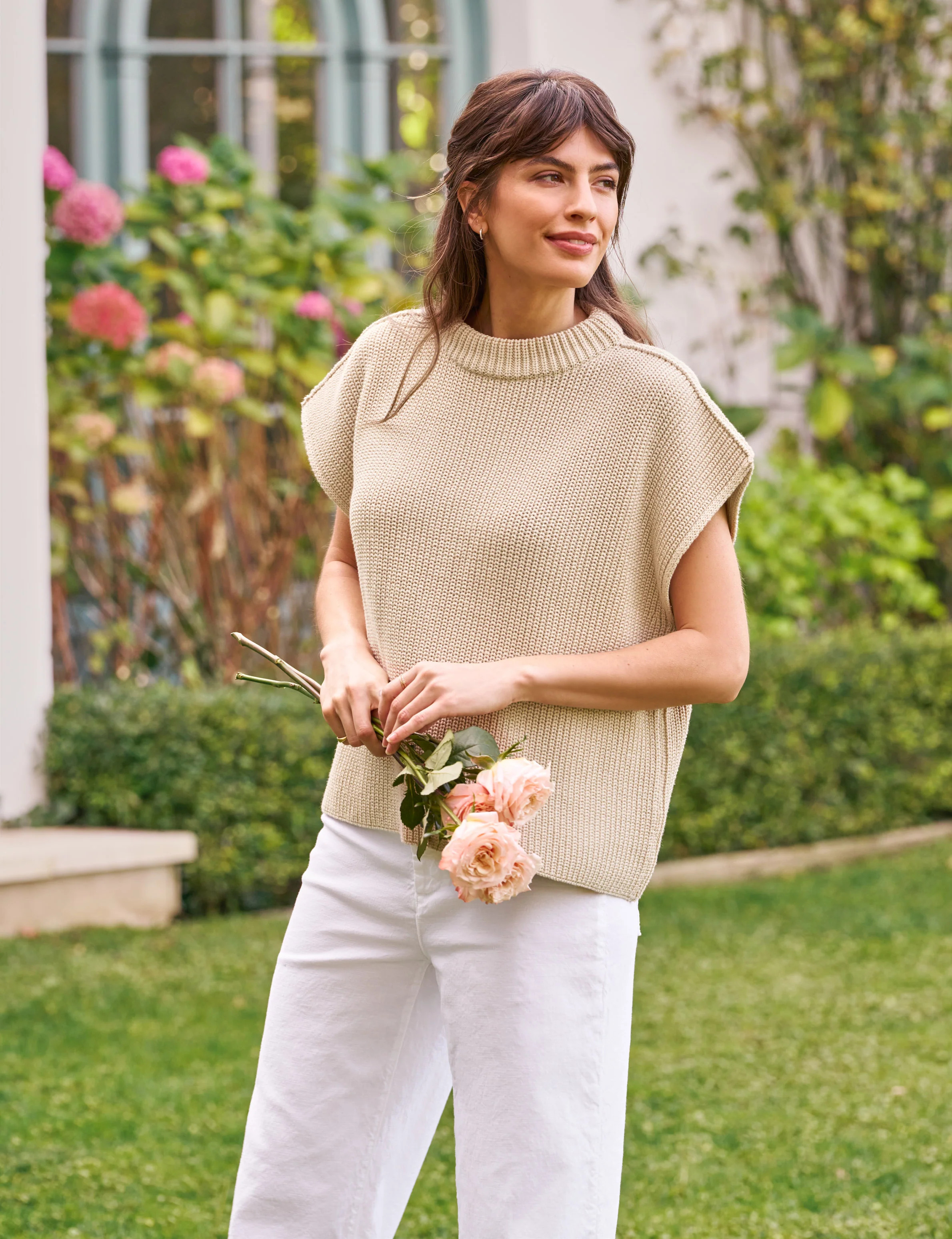 MONTECITO VEST Sand, Pure Italian Cotton | Frank & Eileen