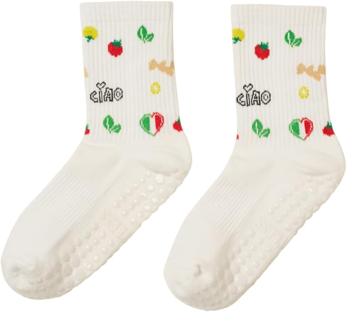 Shapes Studio Crew Half Calf Grip Socks, Cutest Fruits Pilates Socks, Ruffle socks, Non-Slip, Bar... | Amazon (US)