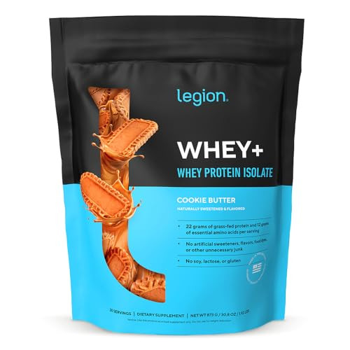 LEGION Whey+ Protein Whey Isolate from Grass Fed Cows - Whey Protein Isolate Powder Low Calorie, Non-GMO, Sugar Free, Lactose and Gluten Free, All Natural Protein Powder 30 Servings (Cookie Butter) | Amazon (US)