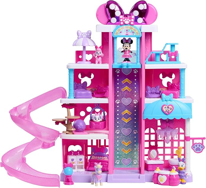 Disney Jr. Minnie Mouse Pet Hotel Playset, 23-Piece Hotel Set, 20 Inch Tall Playset, Ages 3 and U... | Amazon (US)