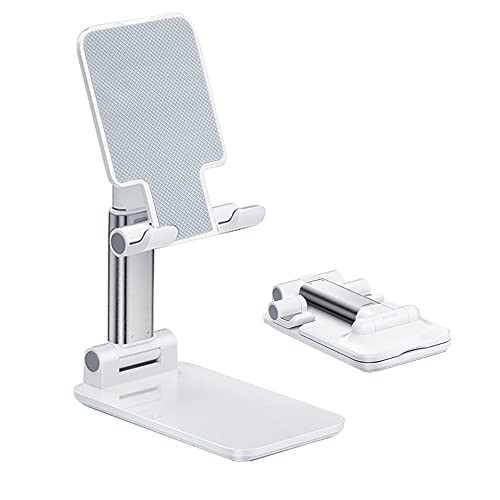 Cell Phone Stand, Angle Height Adjustable Cell Phone Holder with Silicon Pad for Desk Fully Forldable Mobile Phone Holder Compatible with All Mobile Phones, MT-6, (White) | Amazon (US)