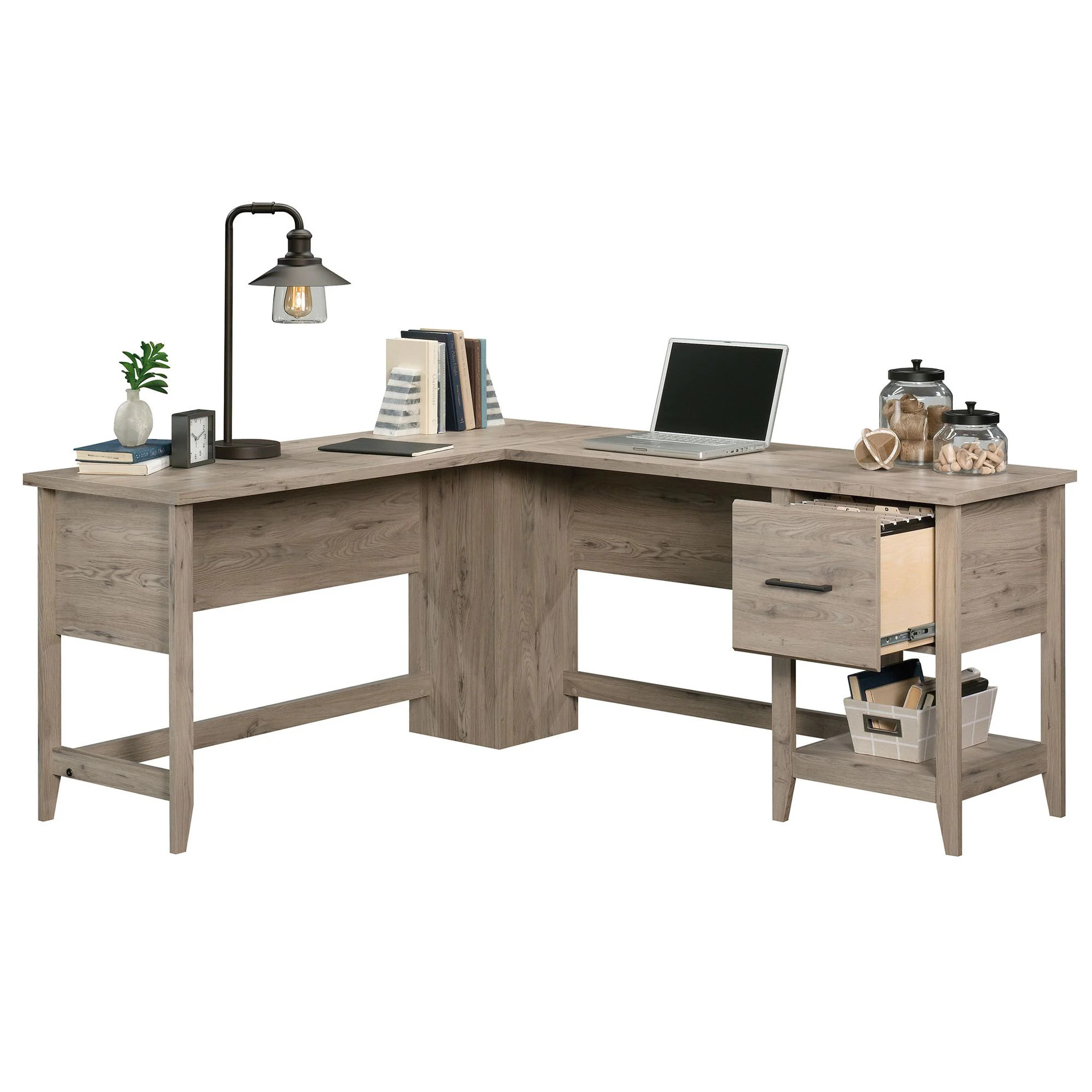 Sauder Summit Station L Desk Laurel Oak finish Large | 425014 | Lowe's